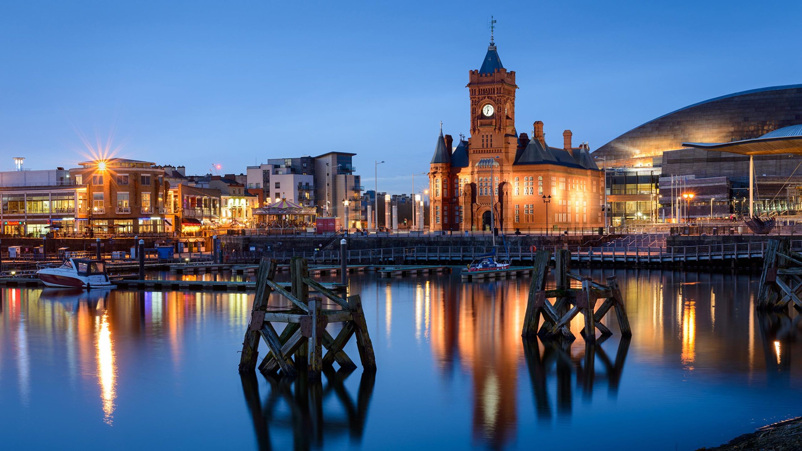 Cardiff Bay In The Sunshine, In the background the Wales Mi…